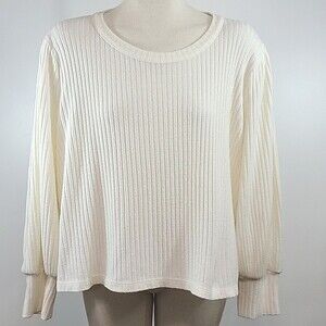 MADEWELL Brushed Ribbed Pleat Sleeve Top size XXL